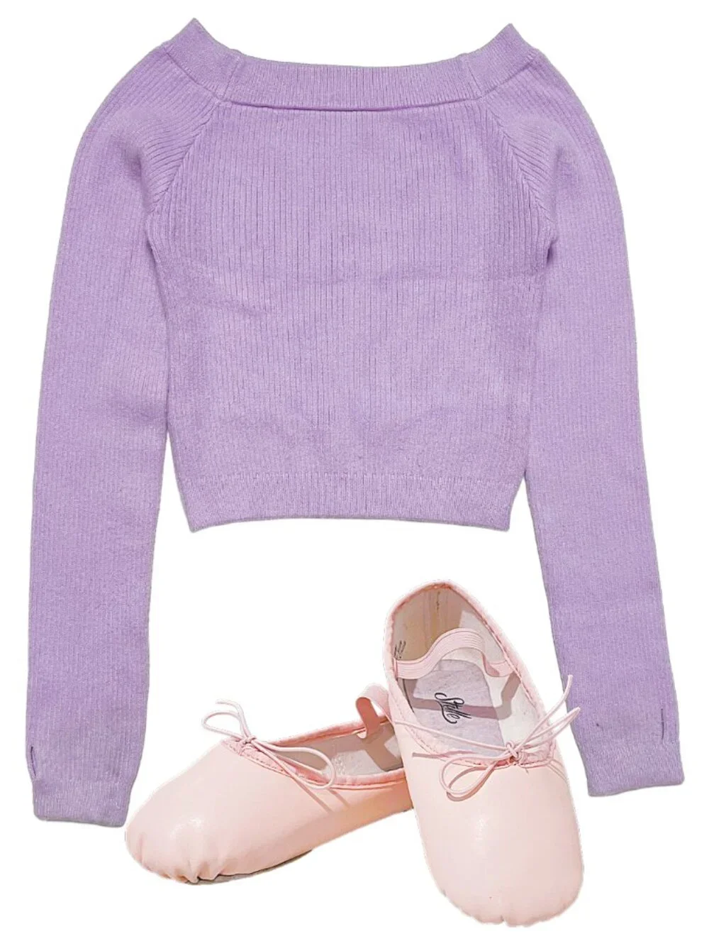 Girls Ballet Slippers Size 2ML Stelle Pink Lavender Dance Sweater